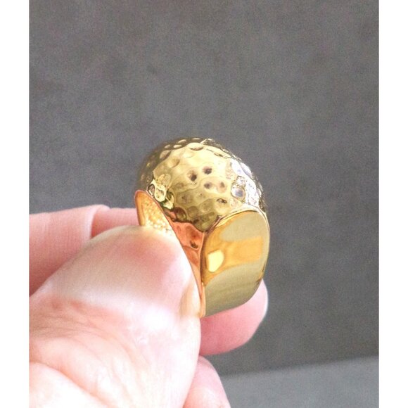 VERONESE 18k Gold Vermeil STERLING NECKLACE + RING SET Etrusca - Hammered -Italy - Picture 11 of 13